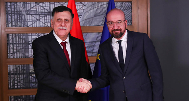 AB Konseyi Başkanı Michel, Libya Başbakanı al-Sarraj ile görüştü