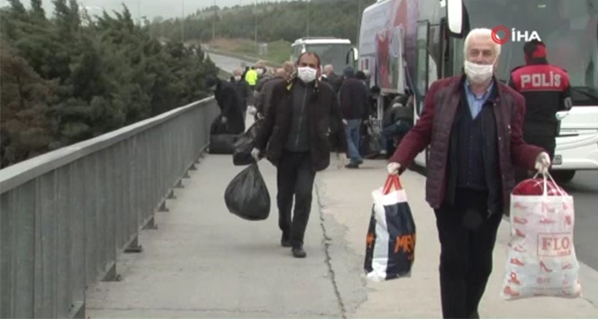 Silivri cezaevinden tahliye edilen vatandaşlar otobüsler ile taşındı