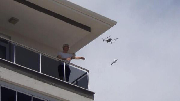 Çorum’da drone ile maske dağıtımı