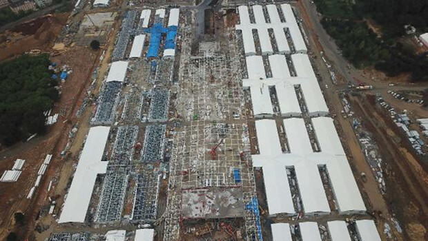 Sancaktepe’deki hastanenin son durumu havadan fotoğraflandı