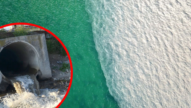 İSKİ’nin arıtma tesisinden bırakılan suyla denizin rengi böyle değişti