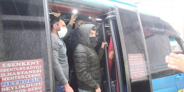 7 kişinin olması gerektiği minibüsten 35 kişi çıktı