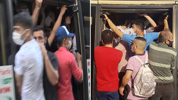 Minibüslerde maskeli izdiham! Şoke eden görüntüler…