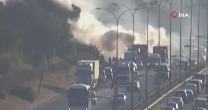 TEM Otoyolunda korkutan tır yangını