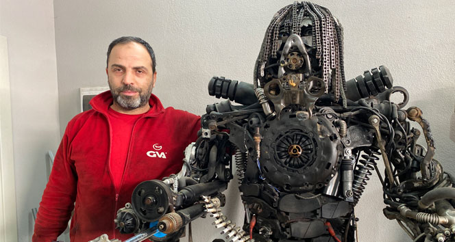Hurda parçalarından robot yapıyor