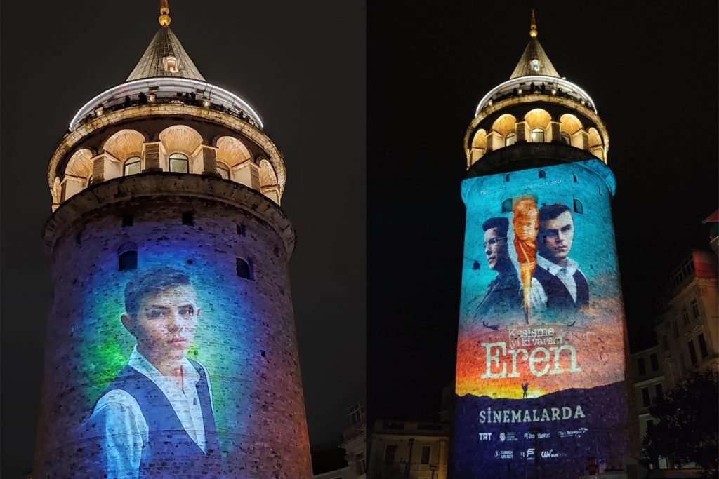 Şehit Eren Bülbül’ün doğum gününe özel hazırlanan video Galata Kulesi’ne yansıtıldı